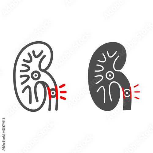 Kidney stones line and solid icon, Human diseases concept, dialysis sign on white background, Treatment of kidney stones icon in outline style for mobile concept and web design. Vector graphics.