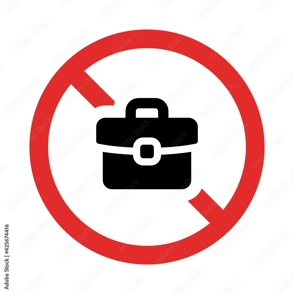 No case, briefcase icon sign. No case, briefcase icon sign.