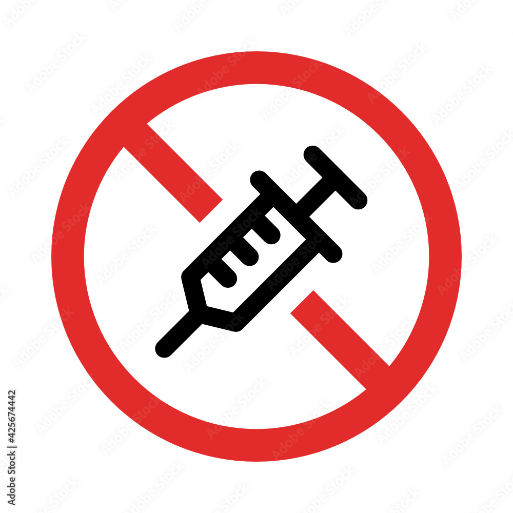 No Syringe Sign. No vaccine icon vector. No Syringe Sign. No vaccine icon vector.