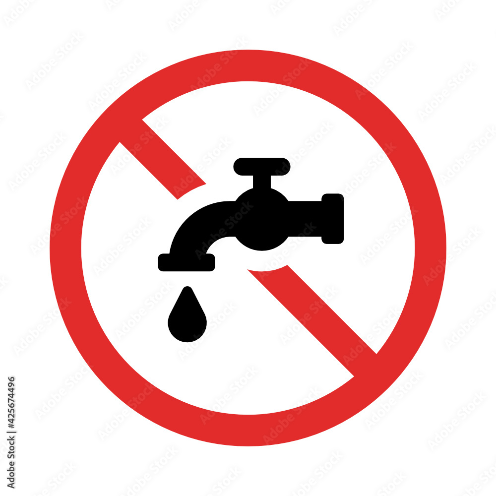 No open water, stop water leak sign vector. No open water, stop water leak sign vector.
