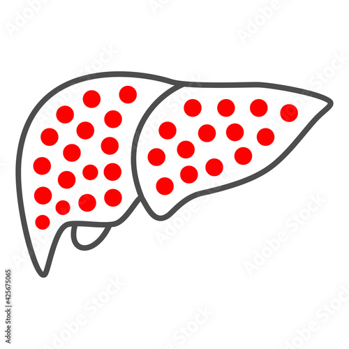 Cirrhosis of liver thin line icon, Human diseases concept, liver disease sign on white background, Liver cirrhosis disease icon in outline style for mobile and web design. Vector graphics.