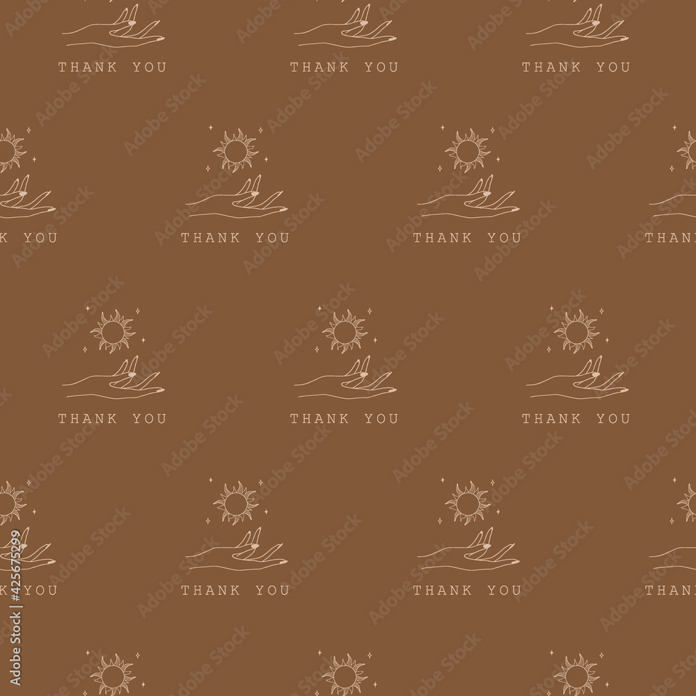 Seamless pattern with boho Thank you stickers. Thank you for your order background. Modern vector illustration in linear style. Use for wallpaper, wrapping or tissue paper and etc. Seamless pattern with boho Thank you stickers. Thank you for your order background. Modern vector illustration in linear style. Use for wallpaper, wrapping or tissue paper and etc.