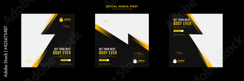 fitness and gym social media post template collection