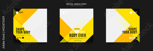 fitness and gym social media post template collection