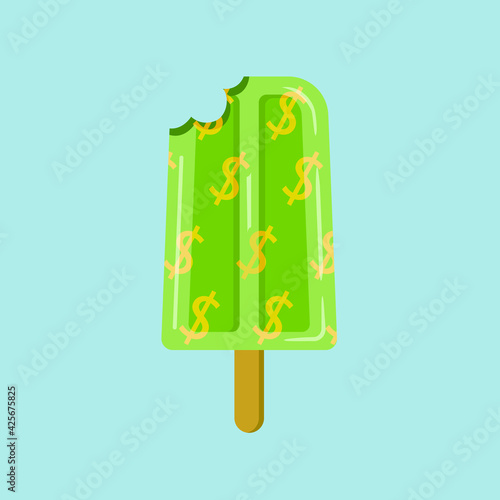 A dollar sign in ice cream