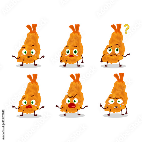 Cartoon character of fried shrimp with what expression