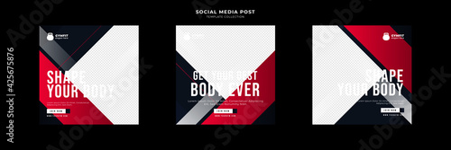 fitness and gym social media post template collection