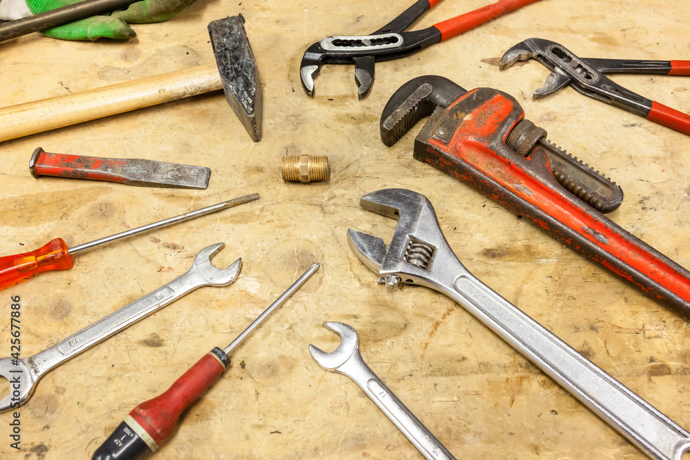 work tools on the worktable