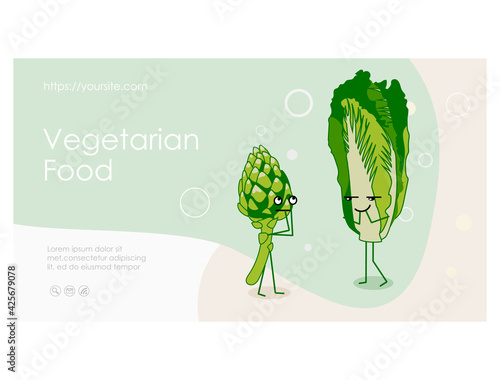 Diet food online store web banner cartoon character vector illustration