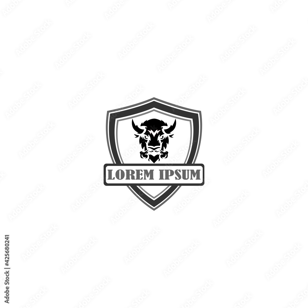 Retro style strong bull head emblem logo template