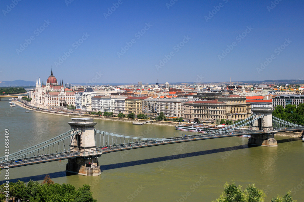 city chain bridge in Budapest 
