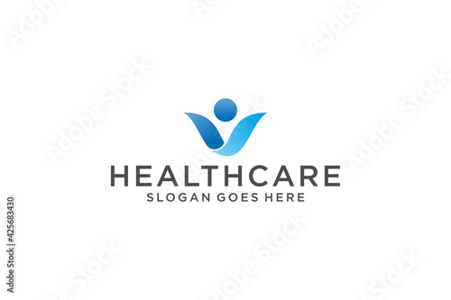 Social Humanity People Logo. Flat Vector Logo Design Template Element.