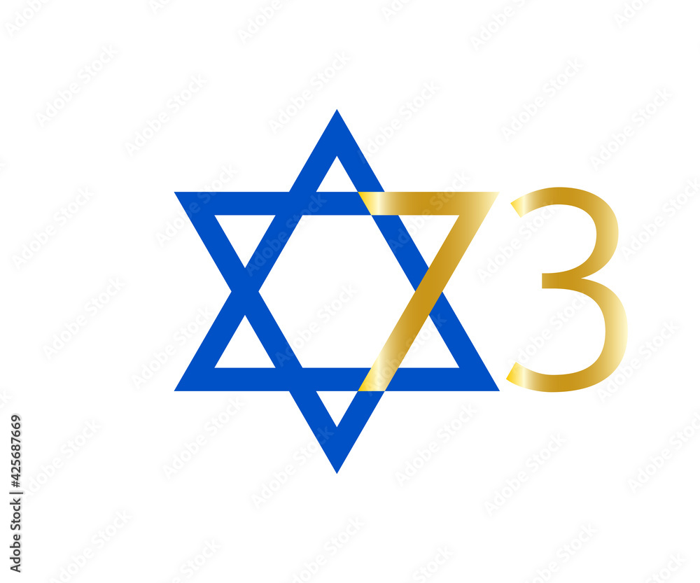 Star of David, Israel Independence Day. Yom Haatzmaut, 73th anniversary, Blue star with a numbers isolated on white background, design element..For Jewish greetings. Star of David, Israel Independence Day. Yom Haatzmaut, 73th anniversary, Blue star with a numbers isolated on white background, design element..For Jewish greetings.