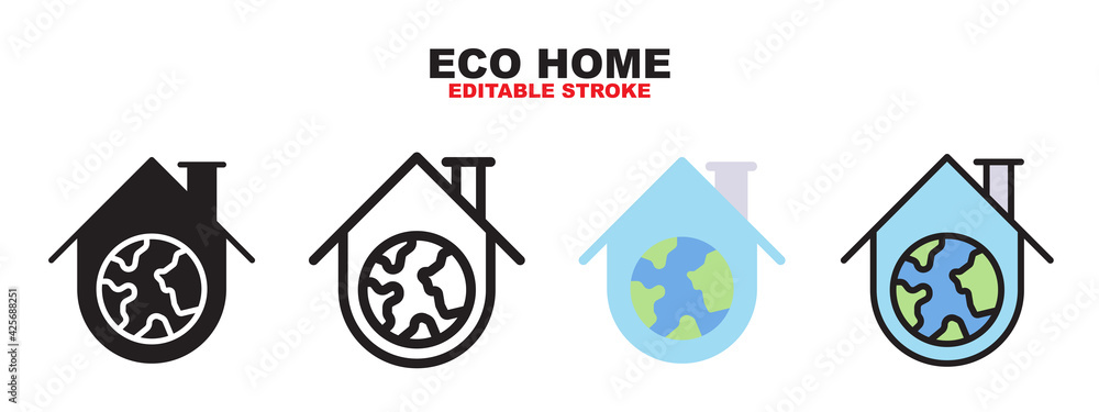 Eco home icon set with different styles. Colored vector icons designed in filled, outline, flat, glyph and line colored. Editable stroke and pixel perfect. Can be used for web, mobile, ui and more. Eco home icon set with different styles. Colored vector icons designed in filled, outline, flat, glyph and line colored. Editable stroke and pixel perfect. Can be used for web, mobile, ui and more.