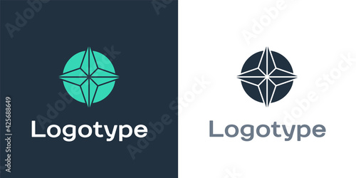 Logotype Wind rose icon isolated on white background. Compass icon for travel. Navigation design. Logo design template element. Vector