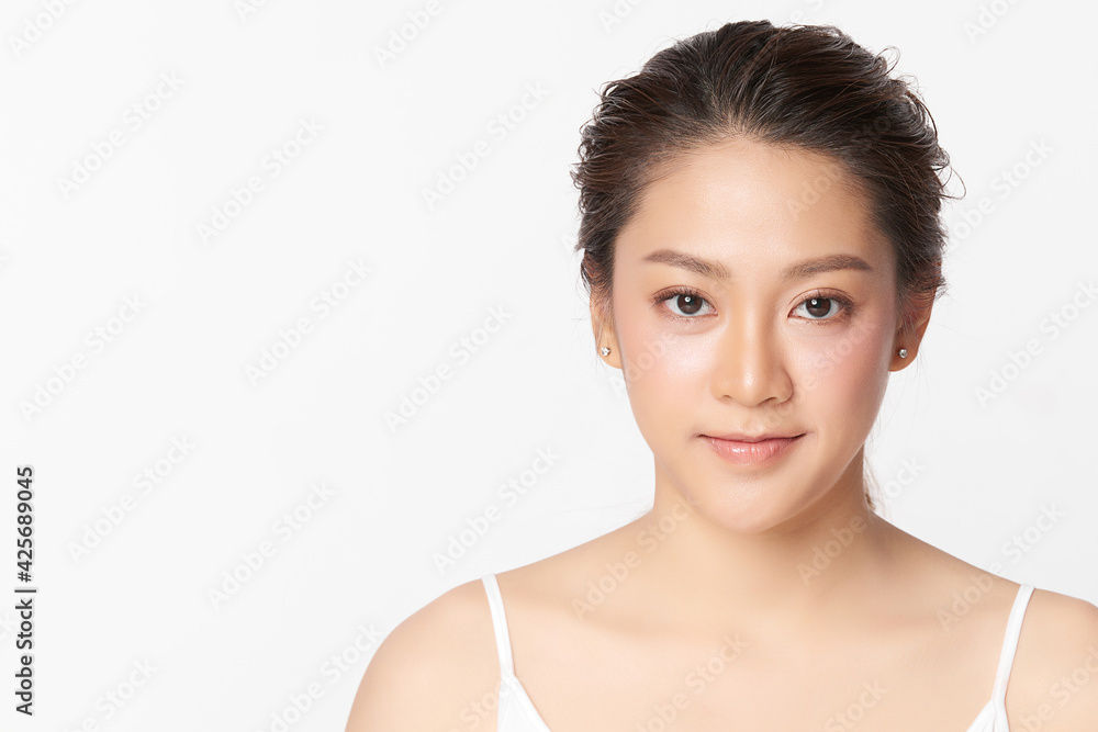 Beautiful young asian woman with clean fresh skin on white background, Face care, Facial treatment, Cosmetology, beauty and spa, Asian women portrait Beautiful young asian woman with clean fresh skin on white background, Face care, Facial treatment, Cosmetology, beauty and spa, Asian women portrait