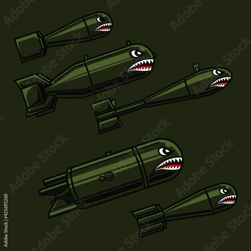 five vector bombs and different shapes