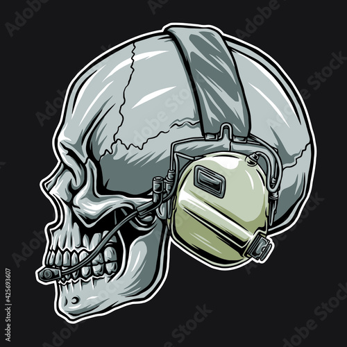 tactical head skull vector, in the dark beground