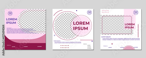 Set of Minimalist social media post template. Suitable for webinars, seminars, marketing, flyer and other events. Vector graphics modern background.