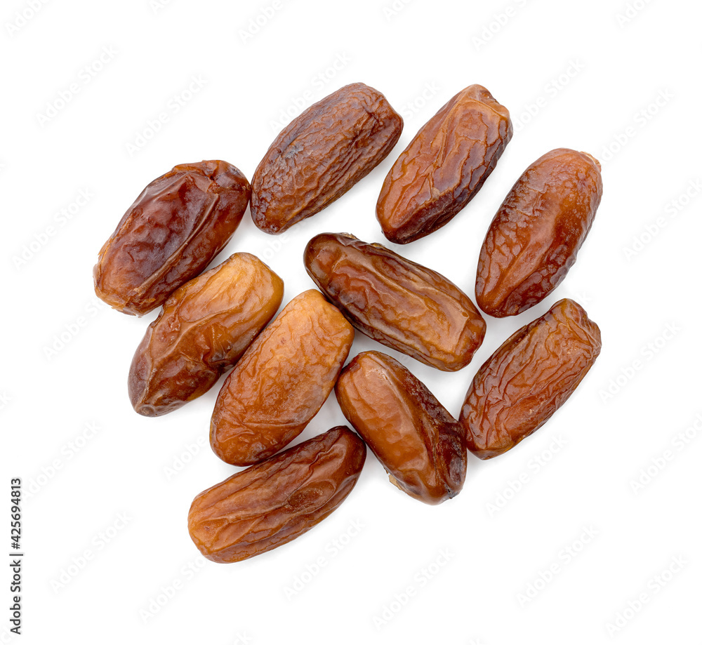 dry dates palm isolated on white background. dry dates palm isolated on white background.