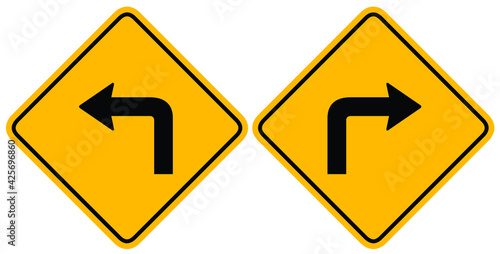 One way left - right side with black arrow on yellow traffic sign. symbol vector illustration