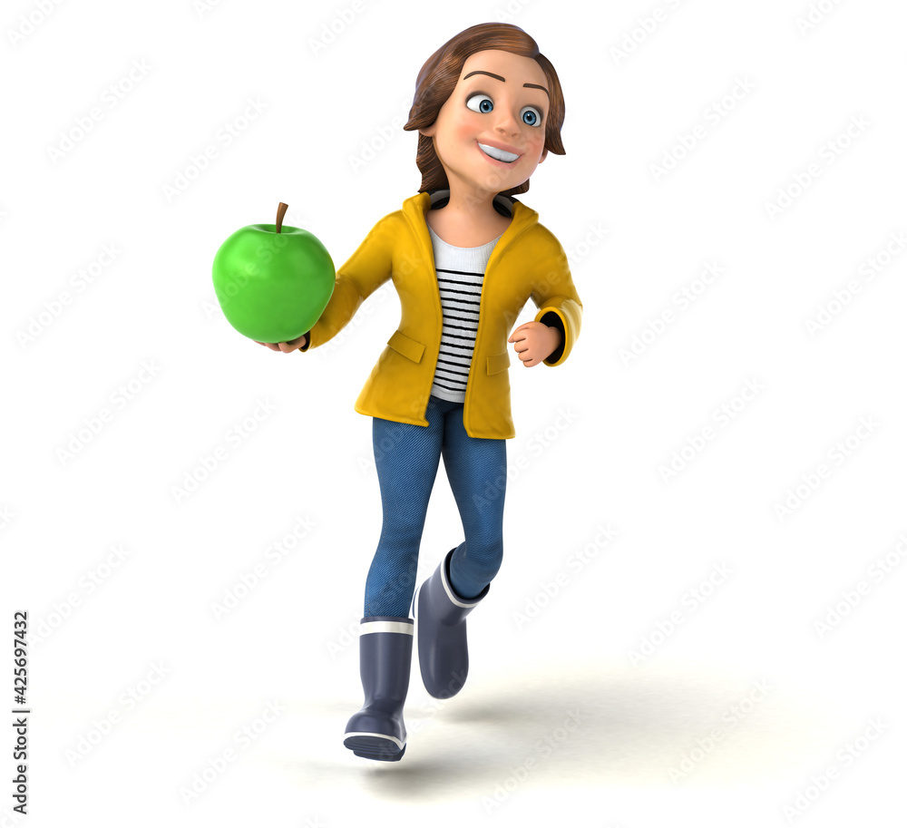 Fun 3D illustration of a cartoon teenage girl Fun 3D illustration of a cartoon teenage girl