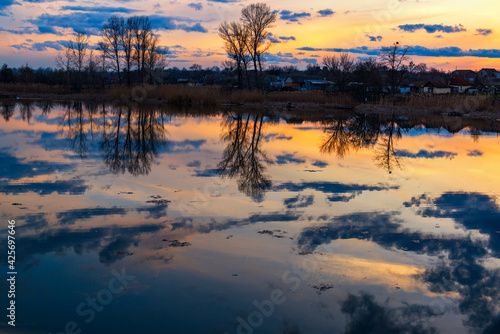 Calm evening on the lake.