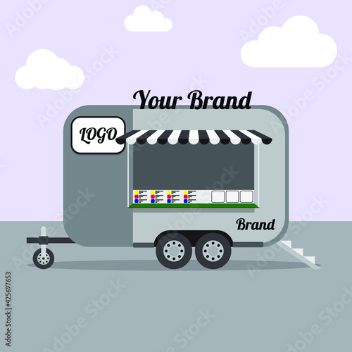 Food truck vector mockup for vehicle branding, advertising, corporate identity. vector/illustration.