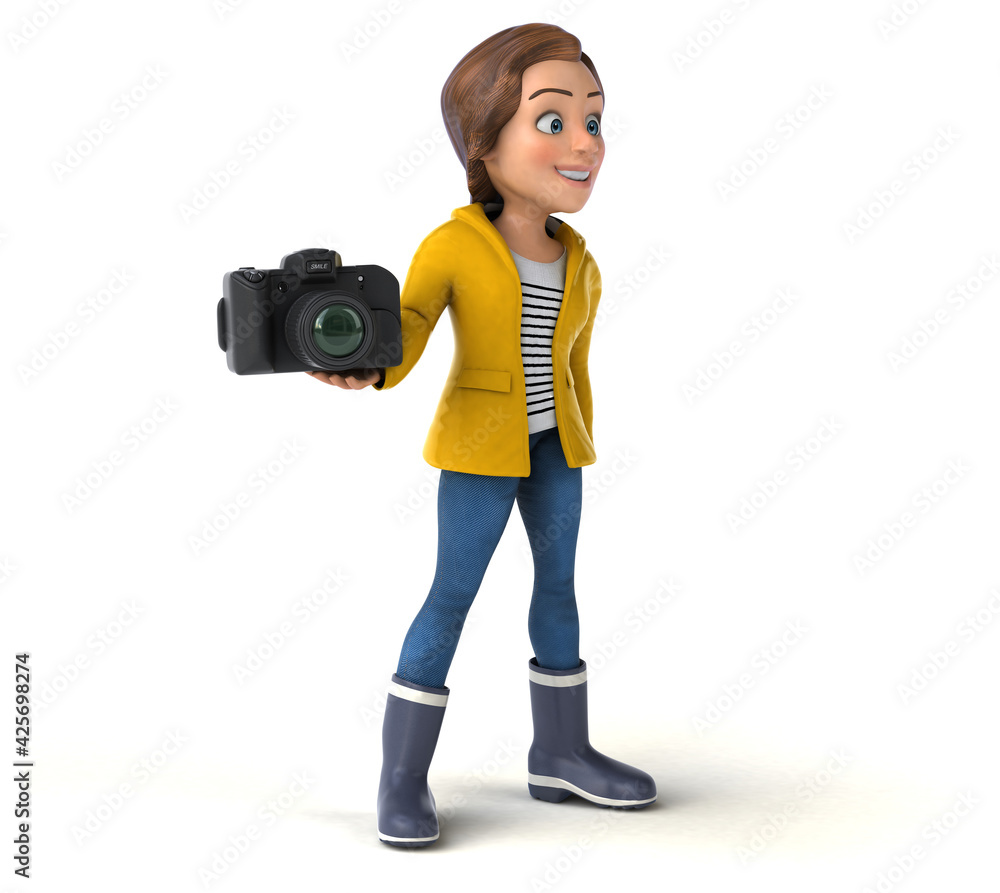 Fun 3D illustration of a cartoon teenage girl Fun 3D illustration of a cartoon teenage girl