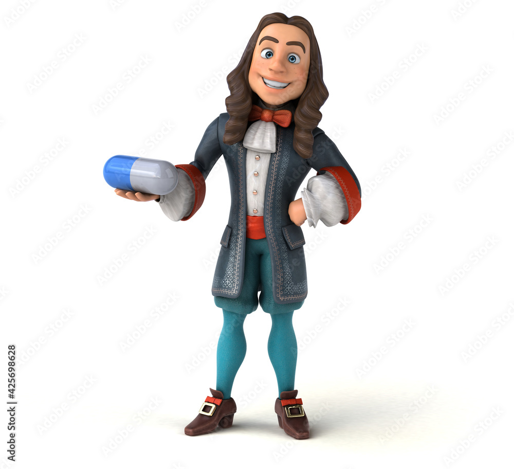 3D Illustration of a cartoon man in historical baroque costume 3D Illustration of a cartoon man in historical baroque costume