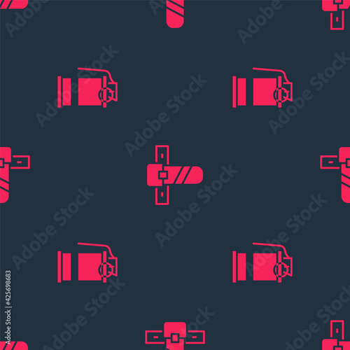 Set Hand smoke grenade and Knife holster on seamless pattern. Vector