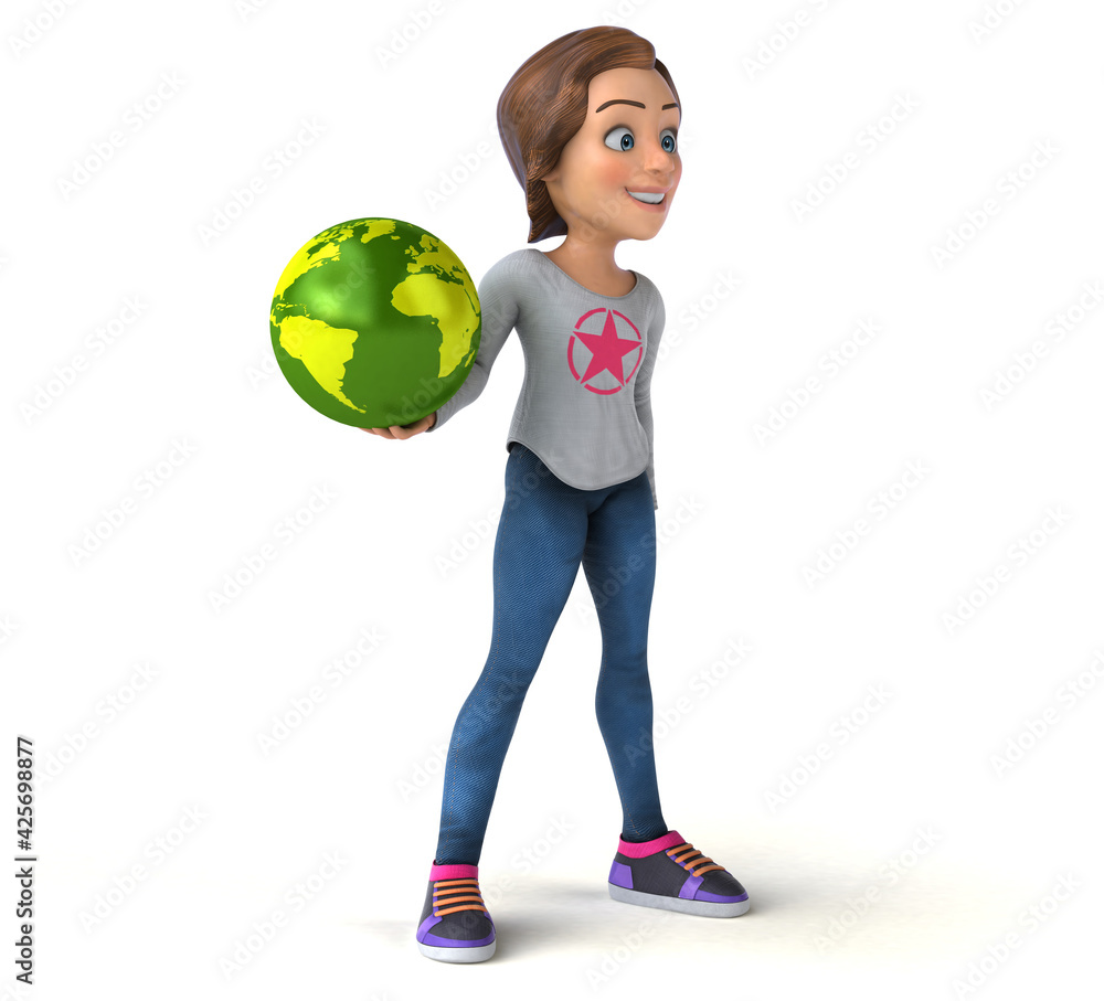 Fun 3D illustration of a cartoon teenage girl Fun 3D illustration of a cartoon teenage girl