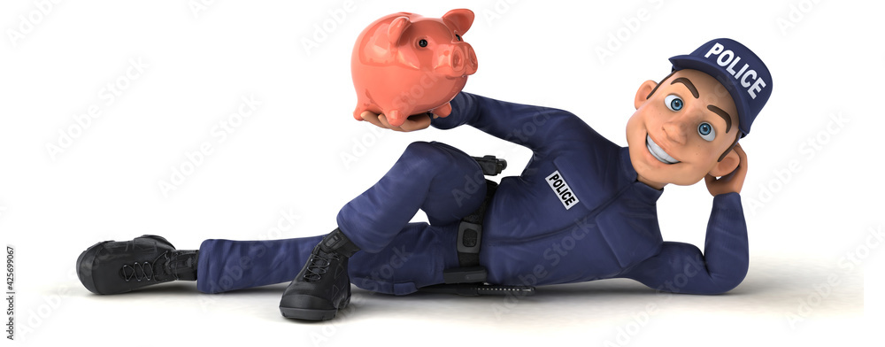 Fun 3D illustration of a cartoon Police Officer Fun 3D illustration of a cartoon Police Officer