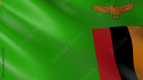 Flag of The Zambia. Flag's footages are rendered in real 3D software. Perfect for TV, Movies, social, HUD, presentations, webs etc.