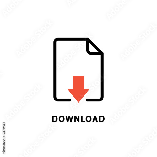 Download document icon app. File download data vector symbol button arrow