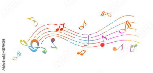 Abstraction of the note. Multicolored musical abstraction. Vector illustration