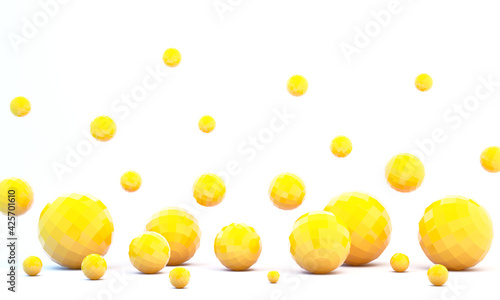 Fototapeta Naklejka Na Ścianę i Meble -  3d render of abstract yellow spheres ball , abstract composition background