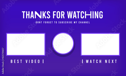 Wallpaper Mural Youtube End Screen Blue Theme. Ending Screen. Video Outro Vector Illustration Torontodigital.ca