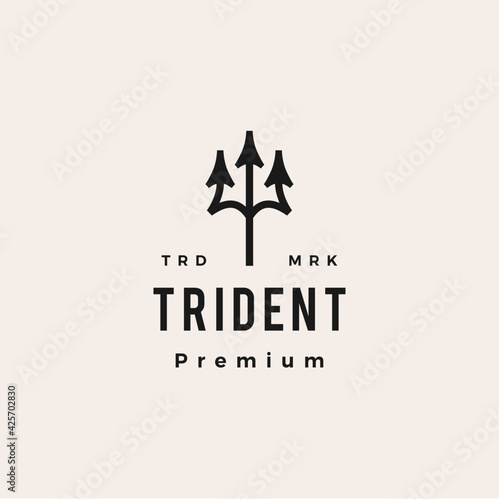 trident hipster vintage logo vector icon illustration