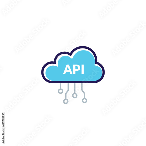 Api cloud integration icon data process. Flat vector web api cloud system pictogram