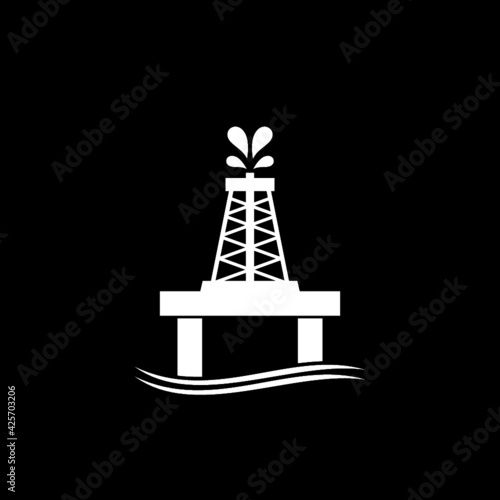 Oil sea drilling rig icon isolated on dark background © sljubisa
