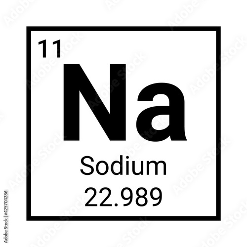 Sodium chemical element atom icon. Periodic sodium element symbol. Vector chemistry sign