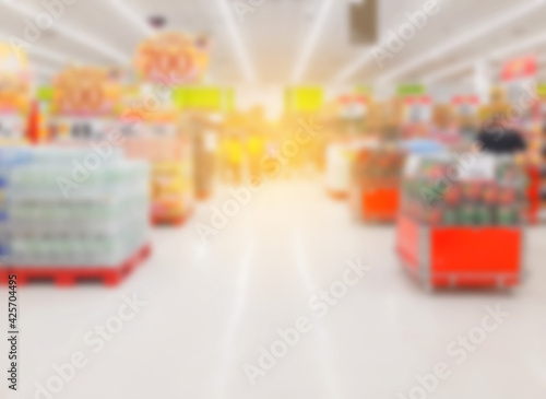 blurred background of supermarket or superstore 