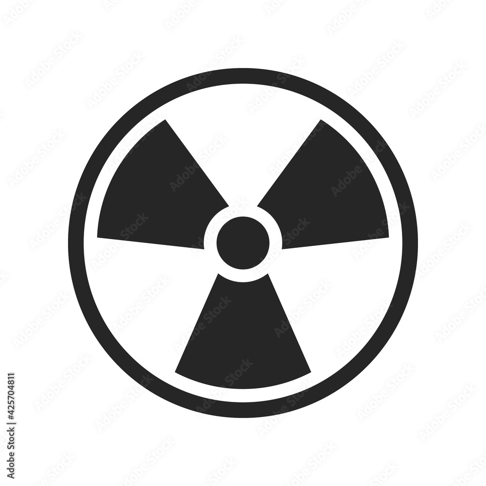 Radioactive icon nuclear symbol. Uranium reactor radiation hazard. Radioactive toxic danger sign design Radioactive icon nuclear symbol. Uranium reactor radiation hazard. Radioactive toxic danger sign design