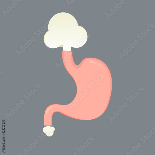 Stomach gas acid reflux indigestion system. Stomach vector gas diarrhea icon