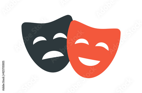 Theatre mask icon silhouette. Theatre drama comedy vector icon, actor acting logo
