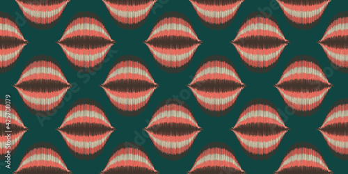 Ikat vector seamless pattern in modern Bohemian style. Ogee textile design