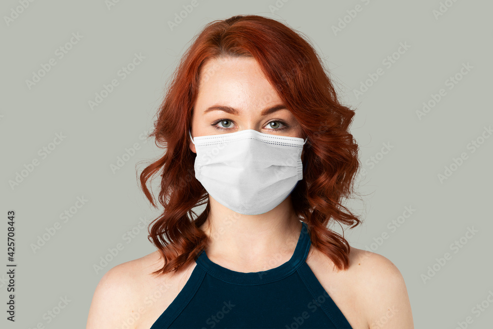 Happy red headed woman portrait mockup Happy red headed woman portrait mockup