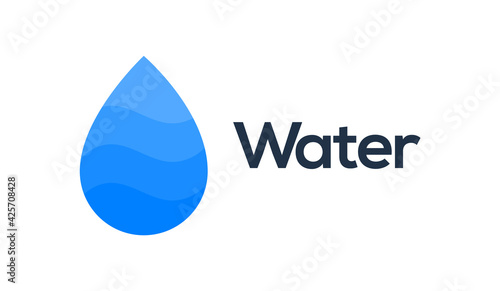 Water drop vector icon logo. Flat water rain liquid icon sign symbol isolated