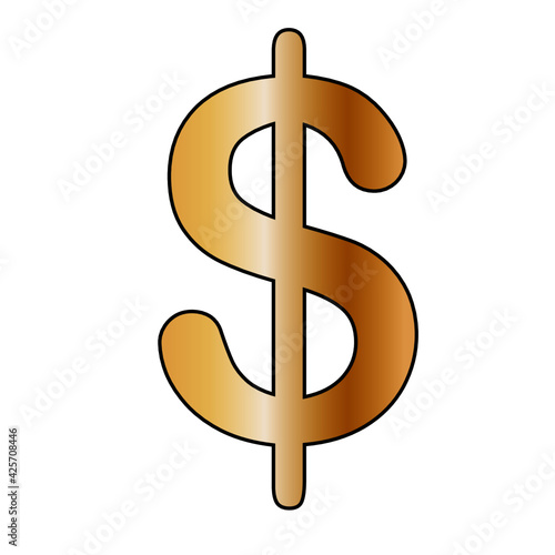 Pictogram with gold dollar symbol.